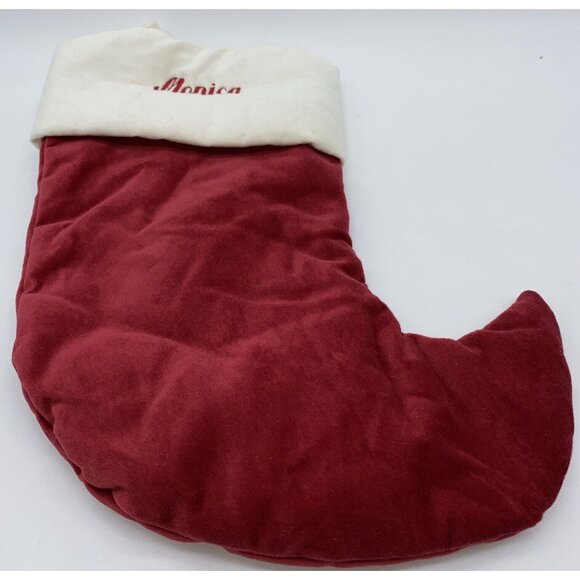 Pottery Barn Monica Mini Velvet Holiday Jester Elf Stocking Monogrammed Xmas - Picture 1 of 10
